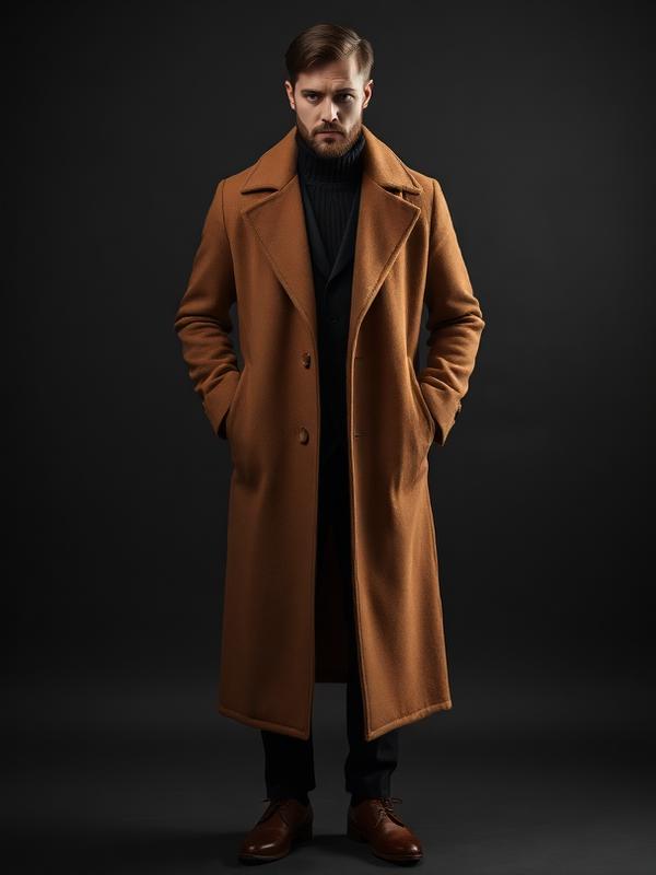 Camel Long Wool Overcoat